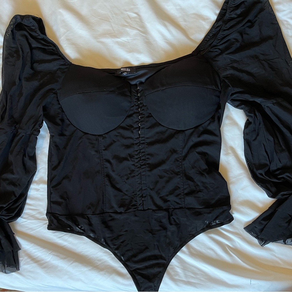 Miss Lola Plus Size Black Bodysuit